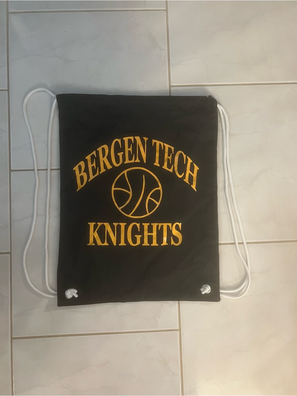 Augusta Sportswear Bergen Tech Knights Unisex Black with Gold Drawstring Bag